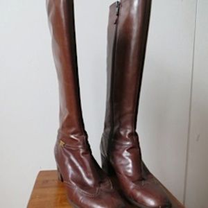 Salvatore Ferragamo cognac tall boots